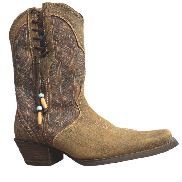 Durango Crush Driftwood Brown Leather Western Boots Lace-up Beaded Ties Size 8 - Picture 2 of 15
